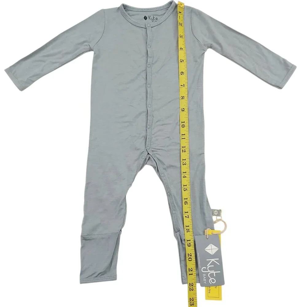 Kyte Baby Romper Pajama 6/12 Months Gray Snaps Sleepwear Soft Fabric